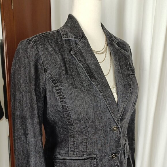 Y2K Vintage Black Stretch Denim Blazer - Picture 5 of 6